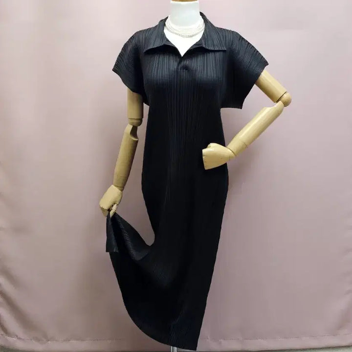 [BUNJANG] High-Quality Collared Pleated Long Dress / 고퀄 카라 플리츠 롱원피스