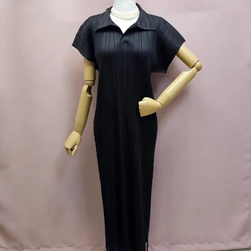 [BUNJANG] High-Quality Collared Pleated Long Dress / 고퀄 카라 플리츠 롱원피스