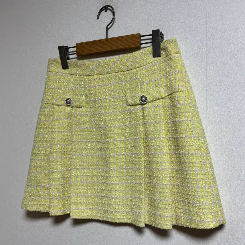 [BUNJANG] SAINT Tweed Mini Skirt Yellow / SAINT 트위드 미니스커트 옐로우