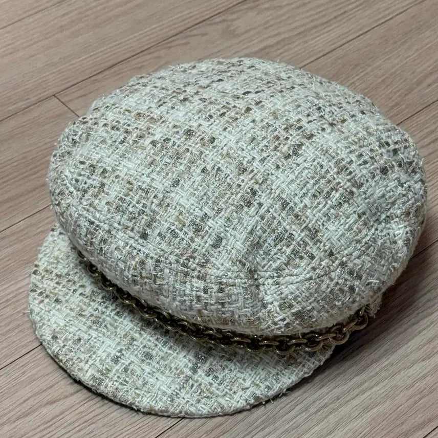 [BUNJANG] Maison Michel Tweed Chain Hunting Cap / (샤넬공방) 메종미쉘 트위드 체인 헌팅캡 M