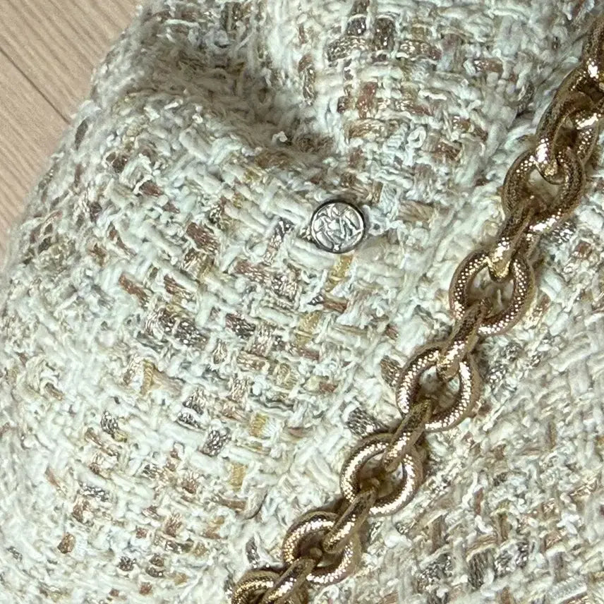 [BUNJANG] Maison Michel Tweed Chain Hunting Cap / (샤넬공방) 메종미쉘 트위드 체인 헌팅캡 M