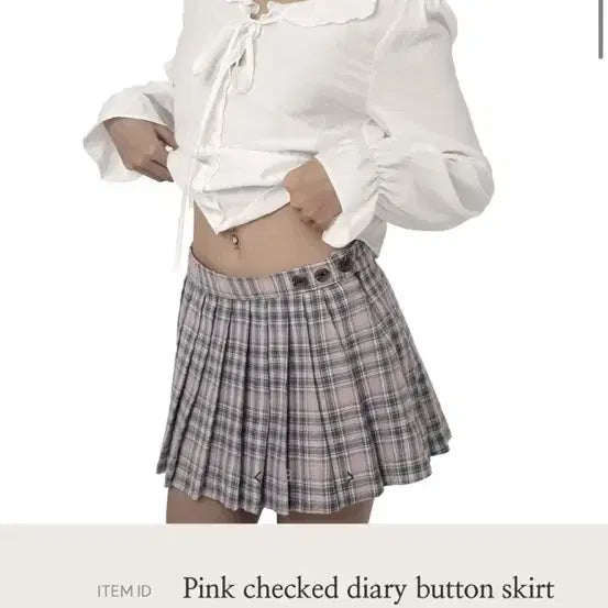 [BUNJANG] Glishier Pink Check Diary Pleats Skirt / 클리시어 핑크 체크 다이어리 플리츠 스커트