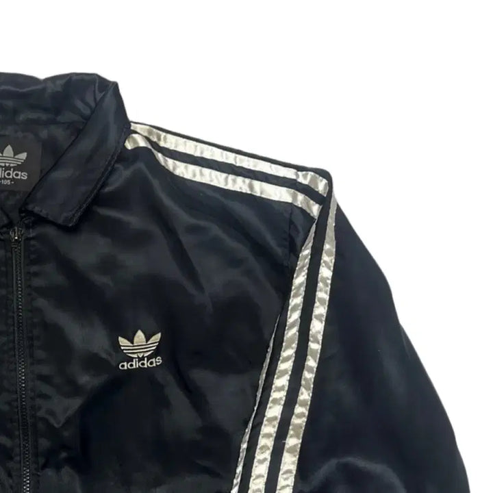 [BUNJANG] Adidas 00s Trefoil Big Logo Satin Bomber Jacket 105 / 아디다스 00s 트레포일빅로고 새틴블랙블루종 105
