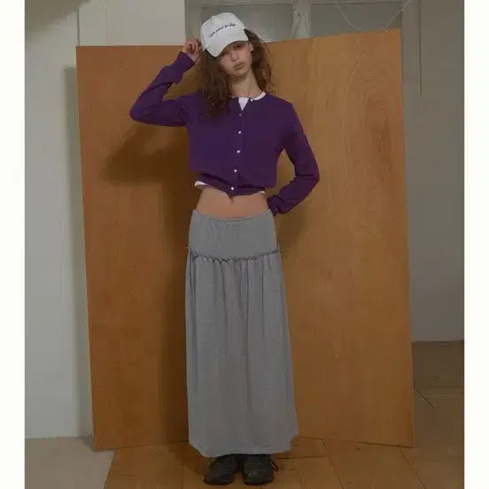 [BUNJANG] Love by Mood Terrace Shirring Skirt Gray / 러브바이무드 테라스셔링스커트 그레이