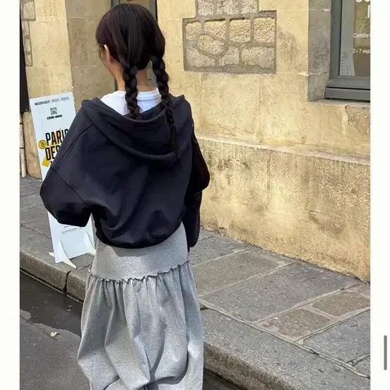 [BUNJANG] Love by Mood Terrace Shirring Skirt Gray / 러브바이무드 테라스셔링스커트 그레이