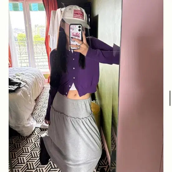 [BUNJANG] Love by Mood Terrace Shirring Skirt Gray / 러브바이무드 테라스셔링스커트 그레이