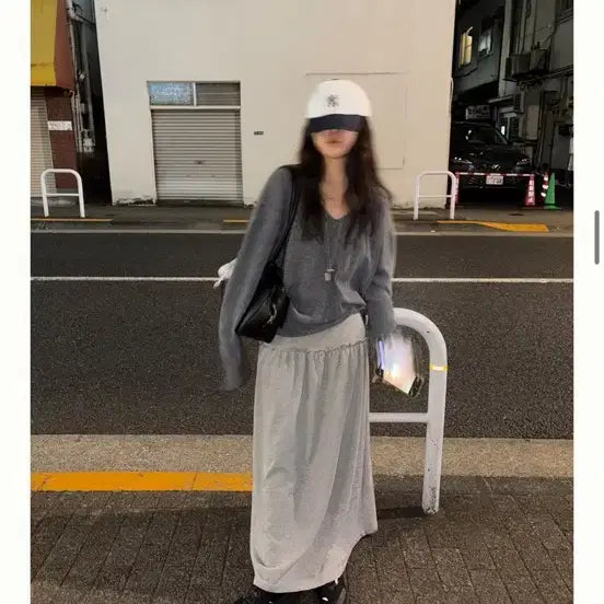 [BUNJANG] Love by Mood Terrace Shirring Skirt Gray / 러브바이무드 테라스셔링스커트 그레이