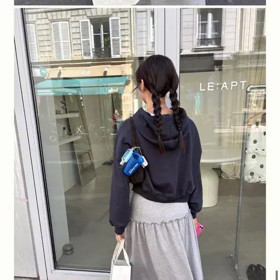 [BUNJANG] Love by Mood Terrace Shirring Skirt Gray / 러브바이무드 테라스셔링스커트 그레이