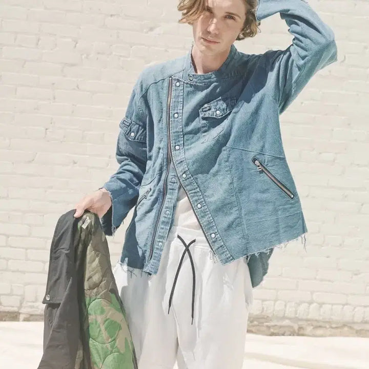[BUNJANG] Old Park Remake Denim Rider Jacket / 올드파크 리메이크 데님 셔츠 자켓