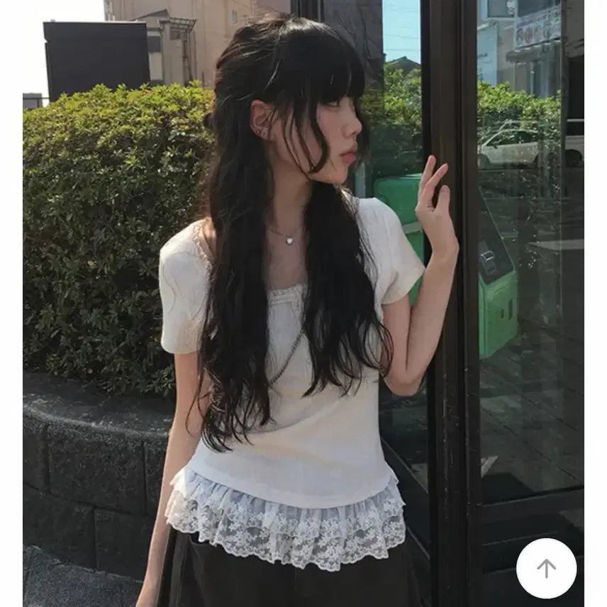 [BUNJANG] Avely James Frill Ruffle Short Sleeve T-Shirt / 에이블리구매)제임 프릴 캉캉 반팔 티셔츠