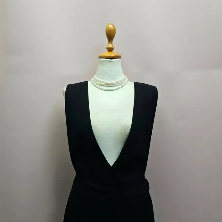 [SOLD OUT] LIST 리스트 플리츠 믹스 벨티드 뷔스티에 롱원피스
