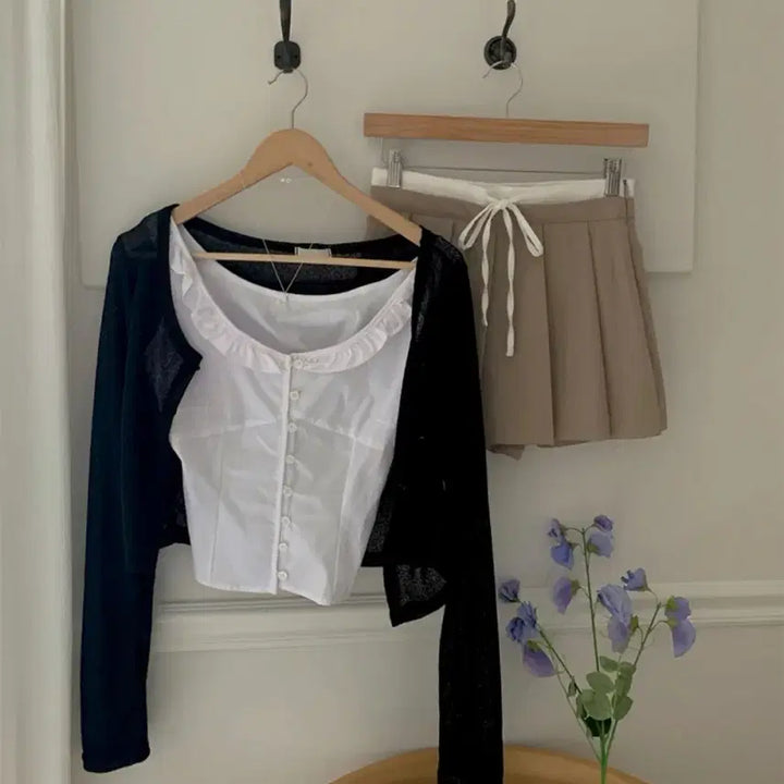 [BUNJANG] Dalt Ballerina Frill Sleeveless Blouse / 달트 발레리나 프릴 나시 블라우스