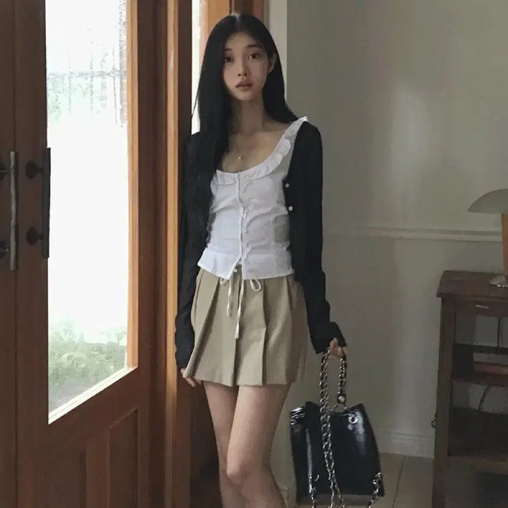[BUNJANG] Dalt Ballerina Frill Sleeveless Blouse / 달트 발레리나 프릴 나시 블라우스