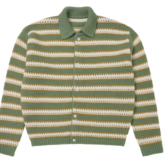 [BUNJANG] STU Olive Green Wool Collar Cardigan / [팝니다] stu 울 카라 가디건  올리브 그린 [ L 사이즈 ]