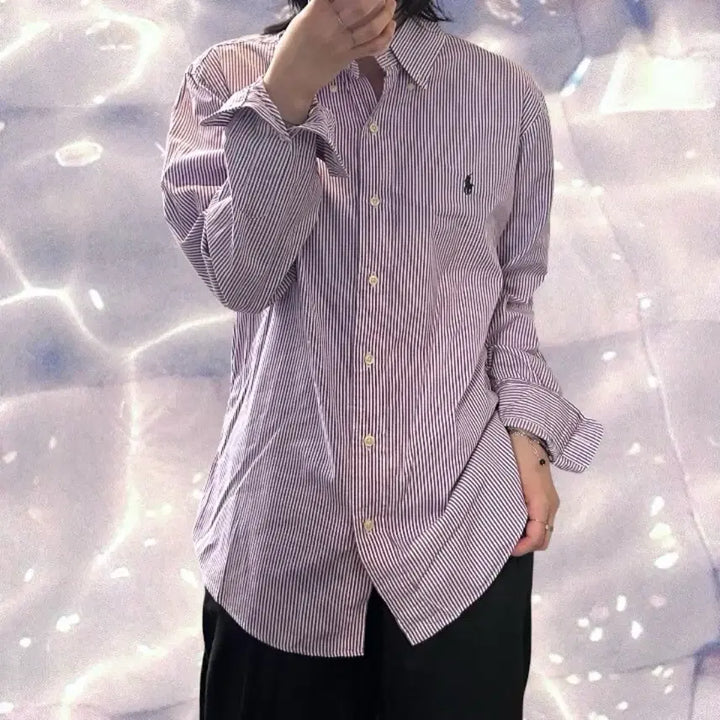 [BUNJANG] Polo Ralph Lauren Striped Shirt Purple L / 폴로 랄프로렌 스트라이프 셔츠 퍼플 보라 L