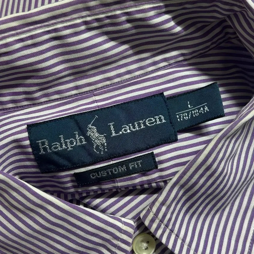 [BUNJANG] Polo Ralph Lauren Striped Shirt Purple L / 폴로 랄프로렌 스트라이프 셔츠 퍼플 보라 L