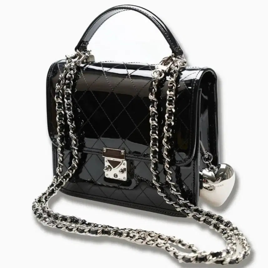 [BUNJANG] Myeyeiko Sofia Medium Black Patent Handbag / 마이아이코 소피아 미듐 블랙 페이던트 은장