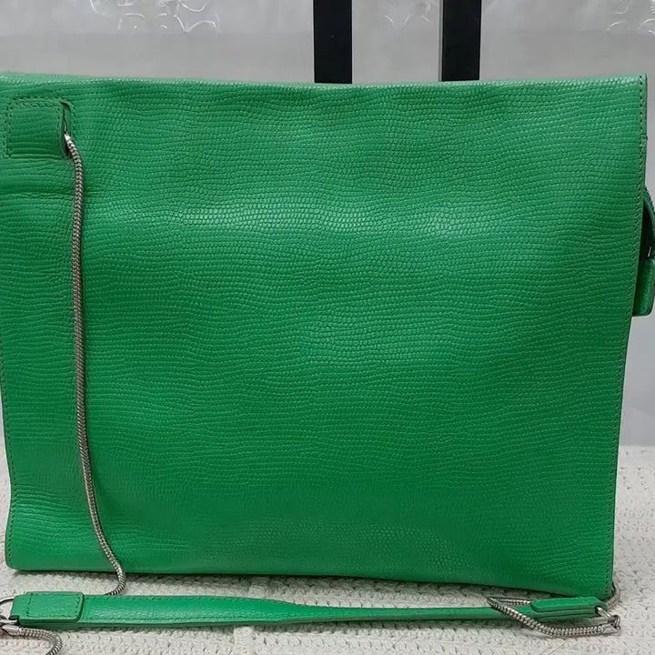 [BUNJANG] Kuho Green Leather Clutch Crossbody Bag / 구호 클러치백  겸 체인크로스백