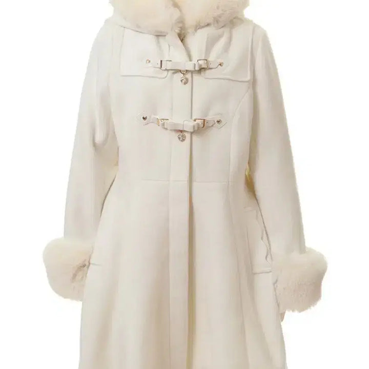 [BUNJANG] Liz Lisa White Double Long Coat / 리즈리사 화이트 더블 롱코트 판매 하트비쥬마즈숏코트디마럽로지타지뢰계