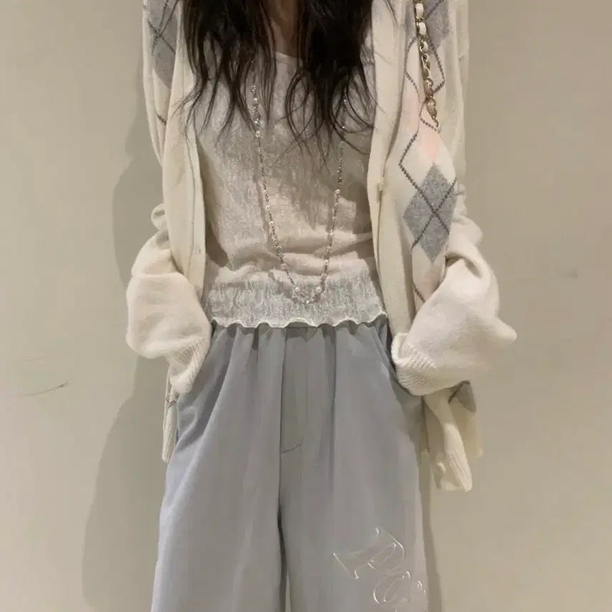 [BUNJANG] Argyle Pattern Knit Cardigan / 포스터 아가일 패턴 가디건