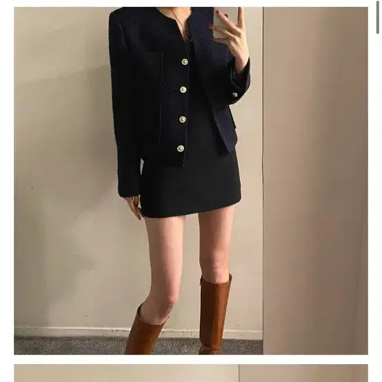 [BUNJANG] Flip Tweed Jacket - Navy - New / 플립 트위드자켓 네이비컬러 새제품