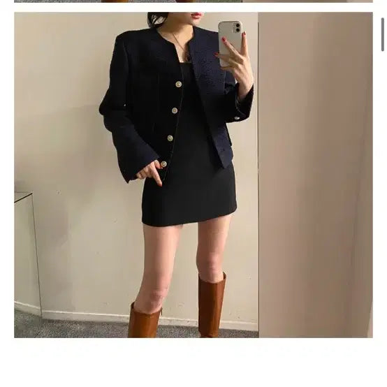 [BUNJANG] Flip Tweed Jacket - Navy - New / 플립 트위드자켓 네이비컬러 새제품