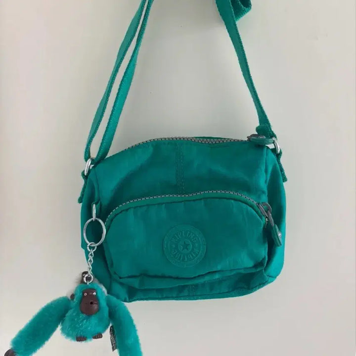 [BUNJANG] Kipling Mini Crossbody Bag with Keyring / 키플링 그린색 미니 크로스백 + 키링 포함