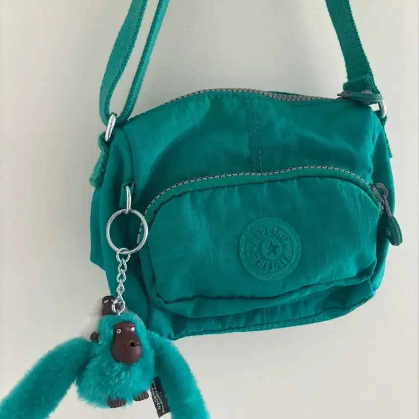 [BUNJANG] Kipling Mini Crossbody Bag with Keyring / 키플링 그린색 미니 크로스백 + 키링 포함