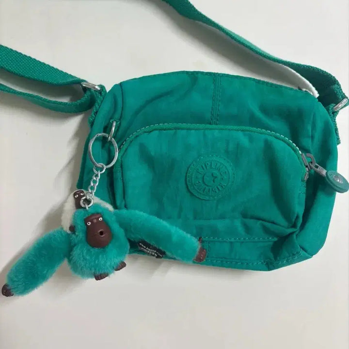 [BUNJANG] Kipling Mini Crossbody Bag with Keyring / 키플링 그린색 미니 크로스백 + 키링 포함