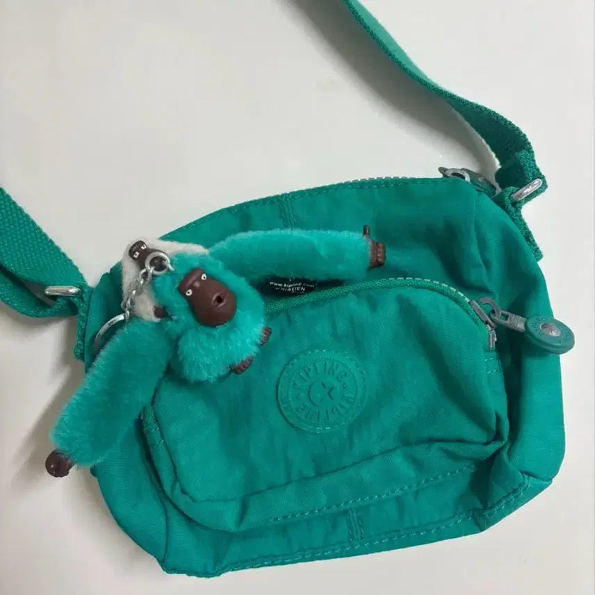 [BUNJANG] Kipling Mini Crossbody Bag with Keyring / 키플링 그린색 미니 크로스백 + 키링 포함