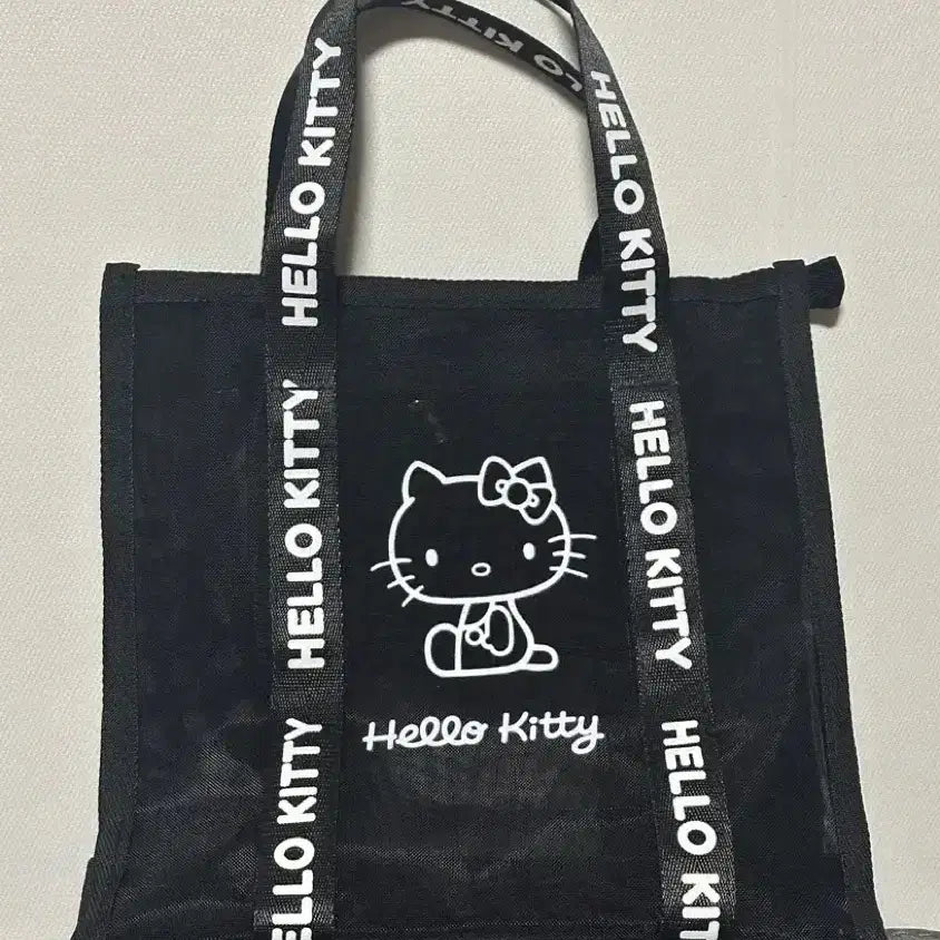[BUNJANG] Hello Kitty Black Mesh Tote Bag / 새상품)헬로키티 블랙 메쉬 토트백