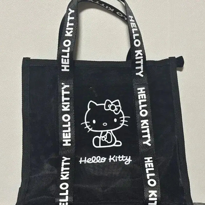[BUNJANG] Hello Kitty Black Mesh Tote Bag / 새상품)헬로키티 블랙 메쉬 토트백