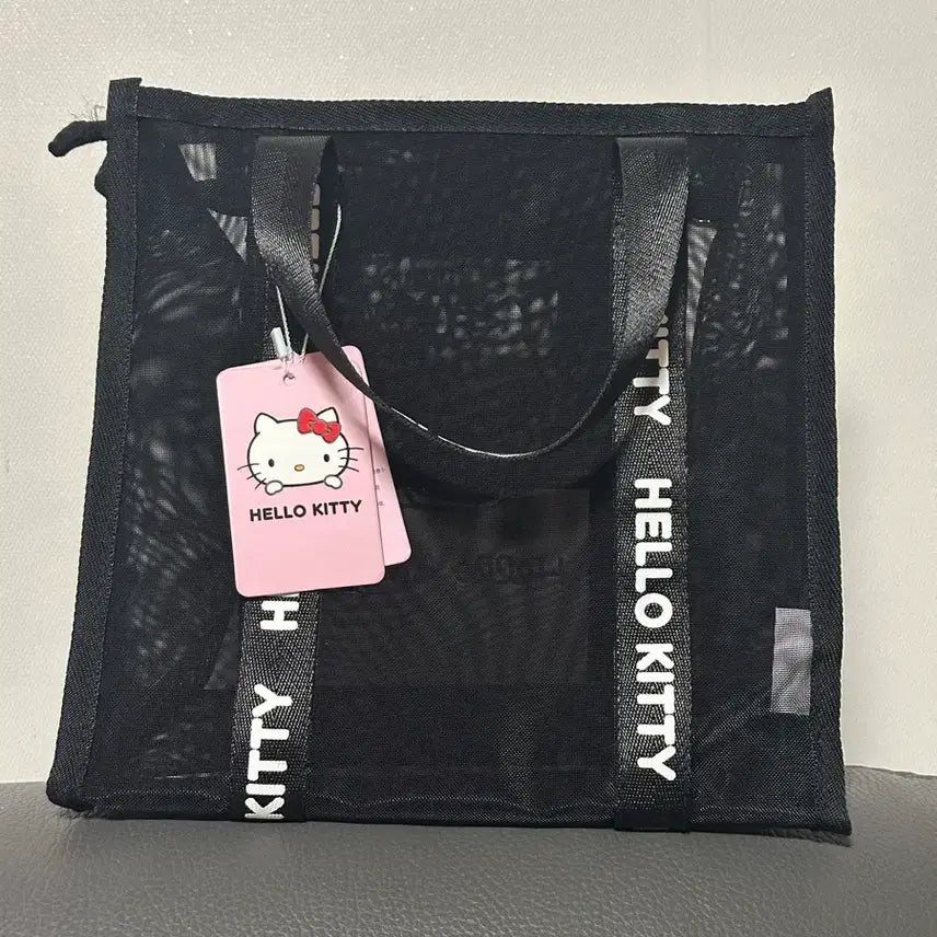 [BUNJANG] Hello Kitty Black Mesh Tote Bag / 새상품)헬로키티 블랙 메쉬 토트백