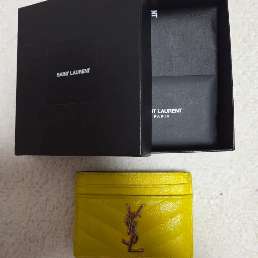 [BUNJANG] Saint Laurent Cardholder Yellow / 생로랑 카드지갑 옐로우 풀박스