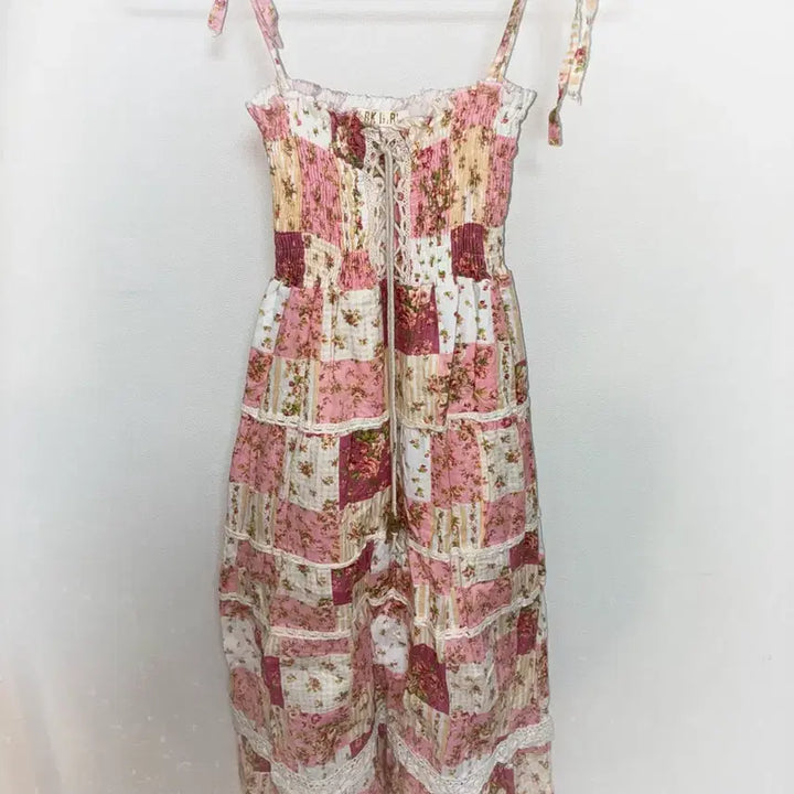 [BUNJANG] Vintage Patchwork Strawberry Milk Dress / 일본 빈티지 핀터깔 딸기우유 패치워크 원피스