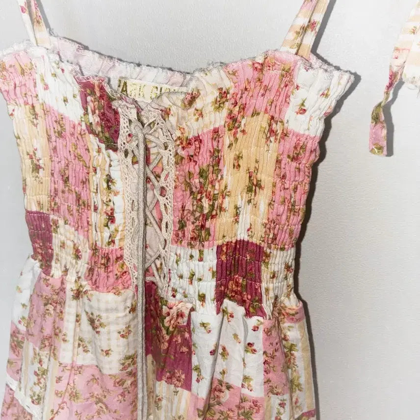 [BUNJANG] Vintage Patchwork Strawberry Milk Dress / 일본 빈티지 핀터깔 딸기우유 패치워크 원피스