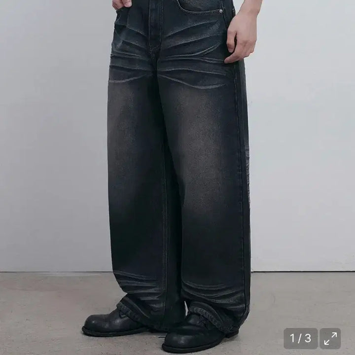 [BUNJANG] Analogue Code M Denim Wide Pants / 어널러코드 워싱 데님 와이드 팬츠 M
