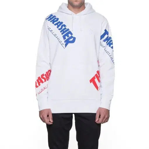 [BUNJANG] HUF Thrasher Collaboration Hoodie White / 허프 트레셔 콜라보 후드티 화이트 교신