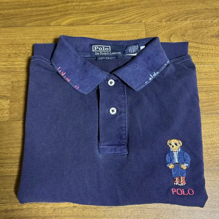 [SOLD OUT] 폴로 커스텀슬림핏 데님베어 메시 폴로셔츠M