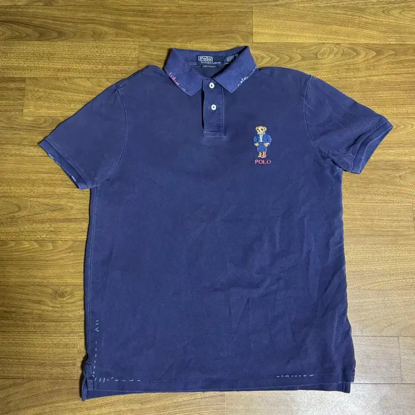 [SOLD OUT] 폴로 커스텀슬림핏 데님베어 메시 폴로셔츠M