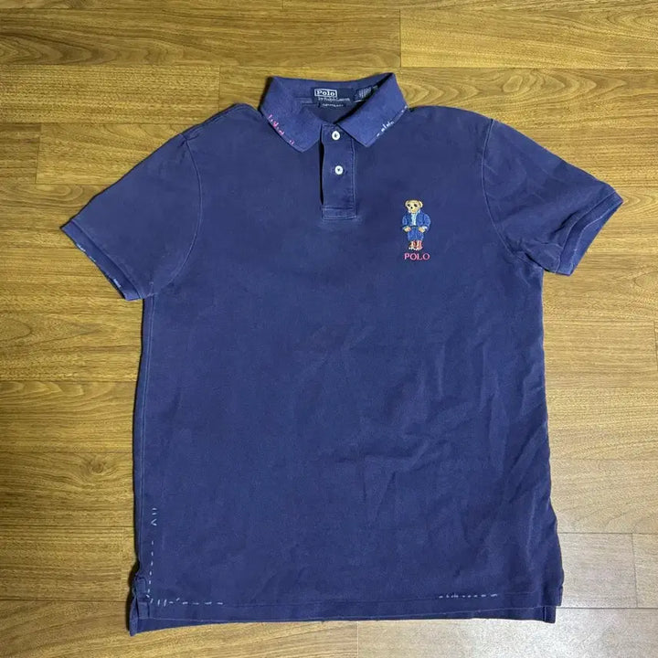 [SOLD OUT] 폴로 커스텀슬림핏 데님베어 메시 폴로셔츠M