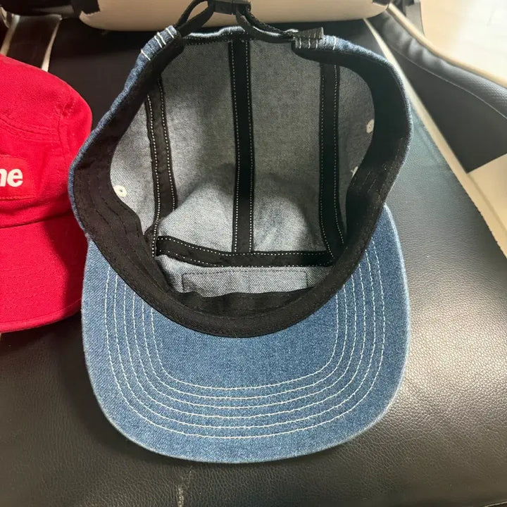 [BUNJANG] Supreme Denim Camp Cap / 슈프림 박스로고 캠프캡 모자 워시드 데님 스티치