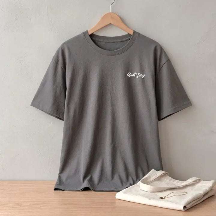 [BUNJANG] Charcoal Oversized Printed T-Shirt / 새상품 프린팅 차콜 오버핏 티셔츠 66-77