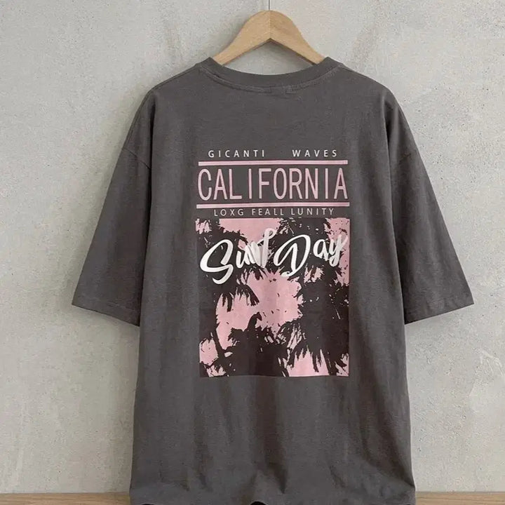 [BUNJANG] Charcoal Oversized Printed T-Shirt / 새상품 프린팅 차콜 오버핏 티셔츠 66-77