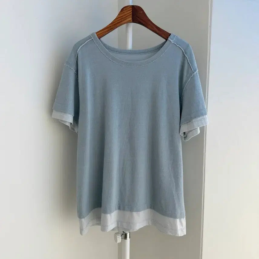 [SOLD OUT] 교신안함)워싱 코튼 레이어드 티셔츠