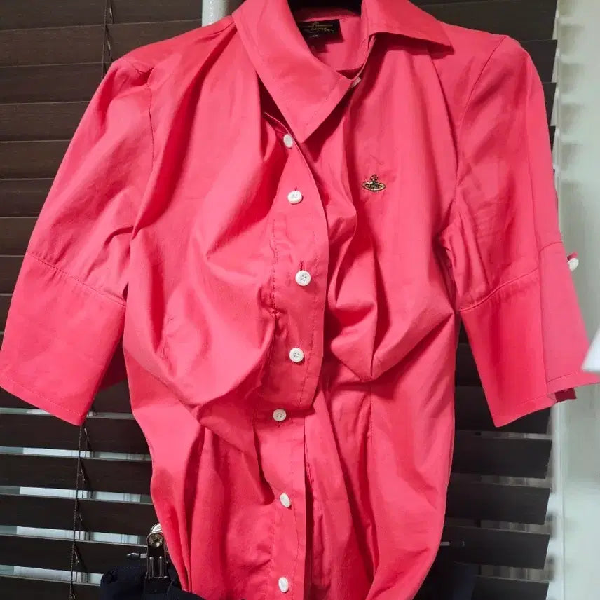 [BUNJANG] Vivienne Westwood Pink Blouse / 비비안웨스트우드 핑크 반팔 블라우스