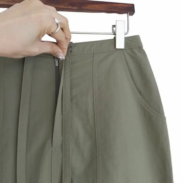 [BUNJANG] Unbranded Khaki String Long Skirt / 교신안함)카키 스트링 롱 스커트