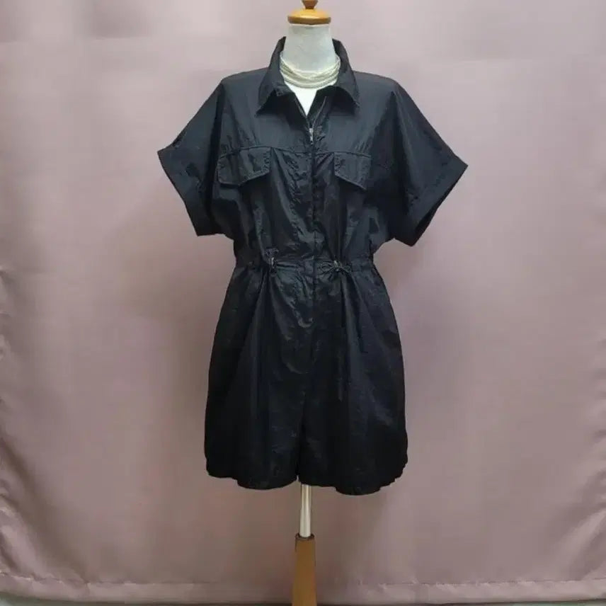 [BUNJANG] Unbranded Black String Shorts Jumpsuit / 바스락 스트링 반바지 점프수트 블랙