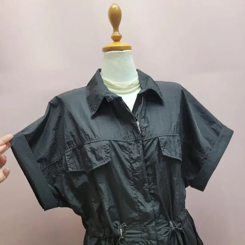 [BUNJANG] Unbranded Black String Shorts Jumpsuit / 바스락 스트링 반바지 점프수트 블랙