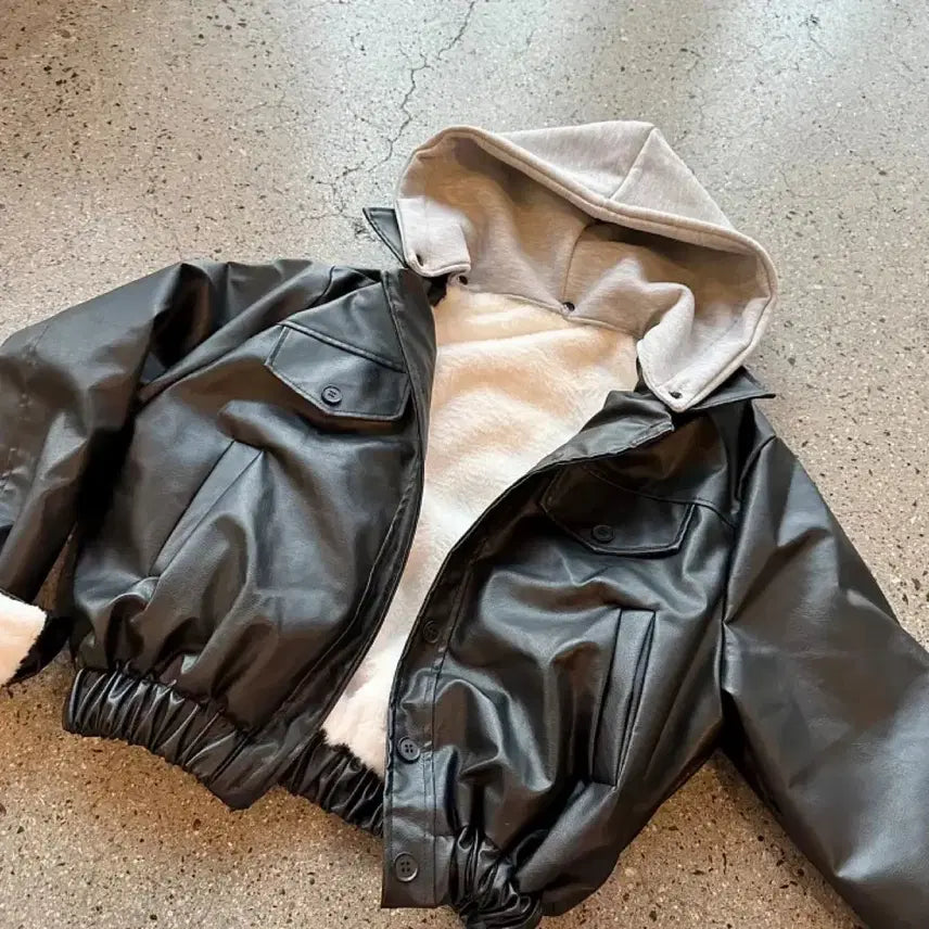 [BUNJANG] Leather and Sheepskin Jacket / 가죽양털자켓 레더자켓